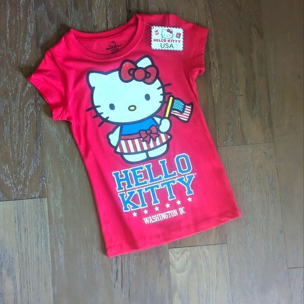 HELLO KITTY USA KIDS SHORT SLEEVE SHIRTS SIZE M ♥️ NEW